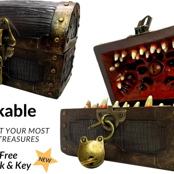 Mimic Dice Chest Storage Box | Free Lock & Key | Compatible with Dungeons & Drag - Picture 4 of 7